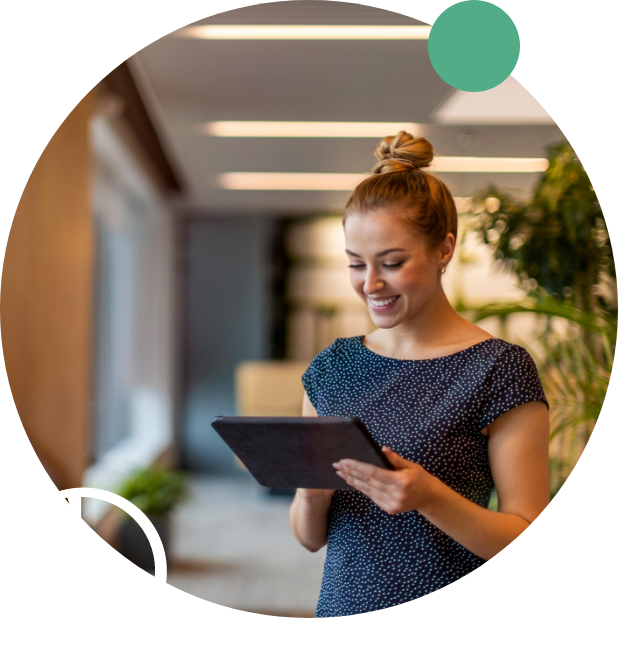 Procure Smart lady colleague working from a tablet