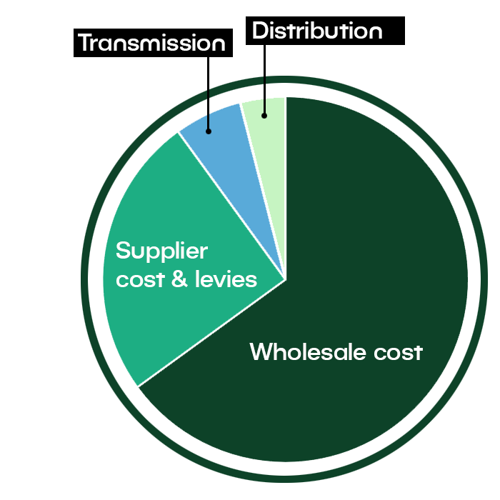 Pie chart showing bill charge proportions versus each other, demonstrating TCR's charges accounting for approximately 10% of the bill