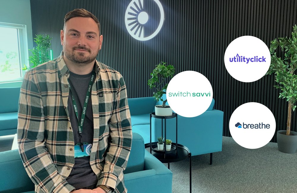 Liam Groves, quoted in the article, sitting on a sofa at Procure Smart's office